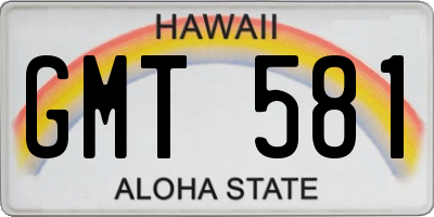HI license plate GMT581