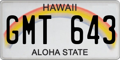 HI license plate GMT643