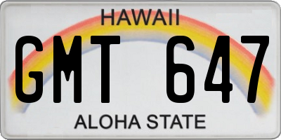 HI license plate GMT647