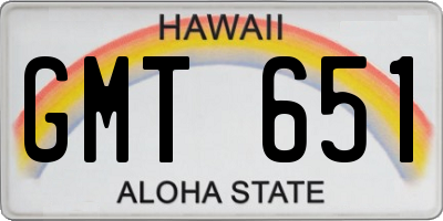HI license plate GMT651