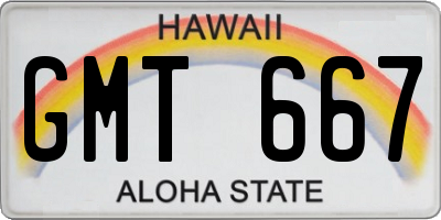 HI license plate GMT667