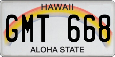 HI license plate GMT668