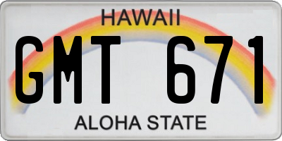 HI license plate GMT671