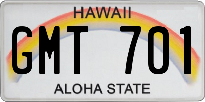 HI license plate GMT701