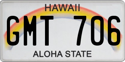 HI license plate GMT706