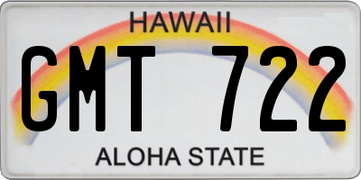 HI license plate GMT722