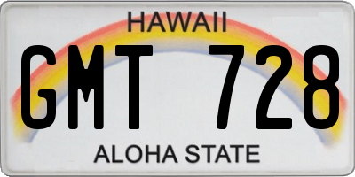 HI license plate GMT728