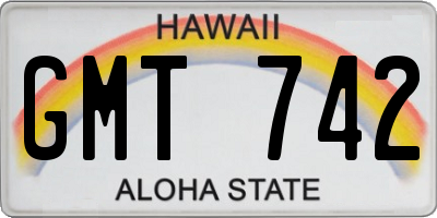 HI license plate GMT742