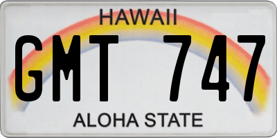 HI license plate GMT747