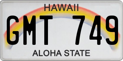 HI license plate GMT749