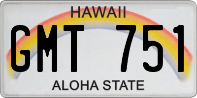 HI license plate GMT751