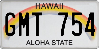 HI license plate GMT754