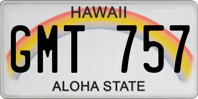 HI license plate GMT757