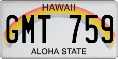 HI license plate GMT759