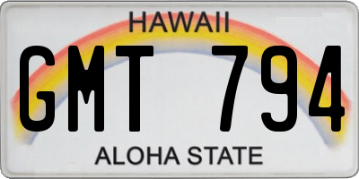 HI license plate GMT794