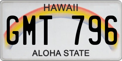 HI license plate GMT796