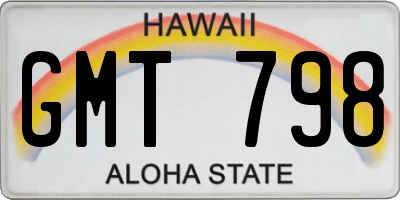 HI license plate GMT798