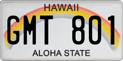 HI license plate GMT801