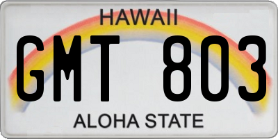 HI license plate GMT803
