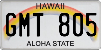 HI license plate GMT805