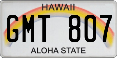 HI license plate GMT807