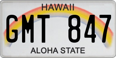 HI license plate GMT847