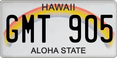 HI license plate GMT905