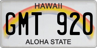 HI license plate GMT920