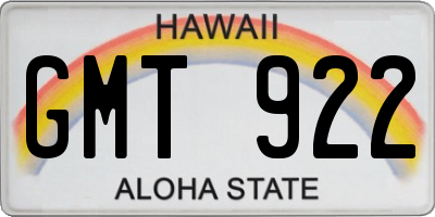 HI license plate GMT922
