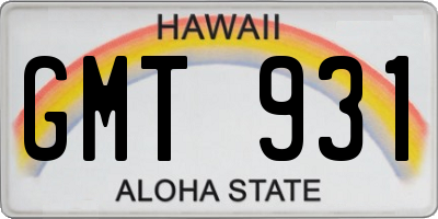HI license plate GMT931