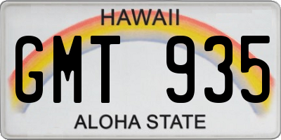 HI license plate GMT935