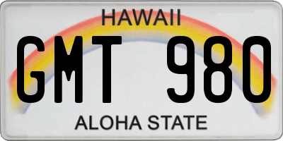 HI license plate GMT980
