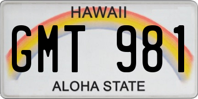 HI license plate GMT981