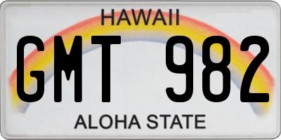 HI license plate GMT982