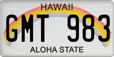 HI license plate GMT983