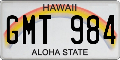 HI license plate GMT984
