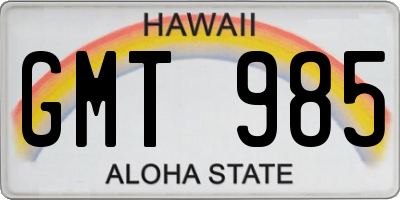 HI license plate GMT985