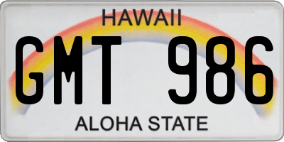 HI license plate GMT986