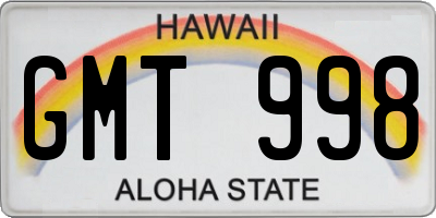 HI license plate GMT998