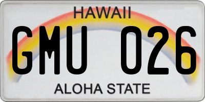 HI license plate GMU026