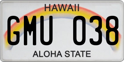 HI license plate GMU038