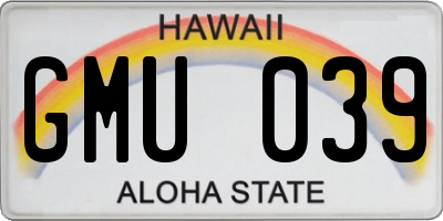 HI license plate GMU039