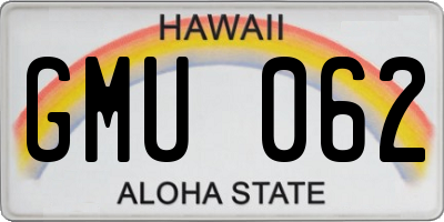 HI license plate GMU062