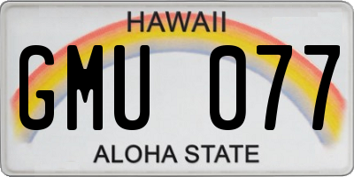 HI license plate GMU077