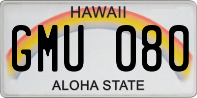 HI license plate GMU080