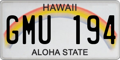 HI license plate GMU194