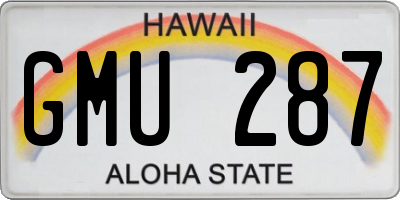 HI license plate GMU287