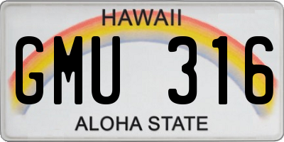 HI license plate GMU316