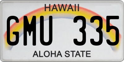 HI license plate GMU335