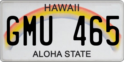 HI license plate GMU465